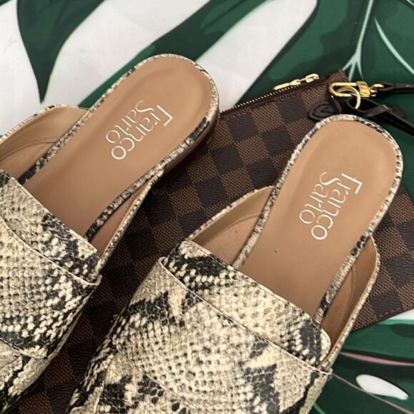 Franco Sarto cream and gray snake slide loafers - Picture 4 of 6
